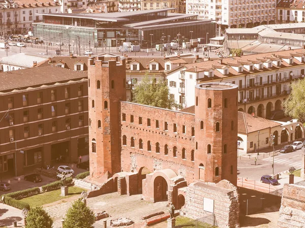 Retro olhando Torri Palatine Turim — Fotografia de Stock