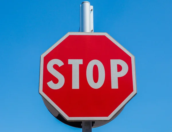 Stop sign over blue sky — Stock Photo, Image