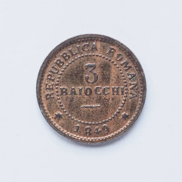 Старая итальянская монета 3 байокки — стоковое фото