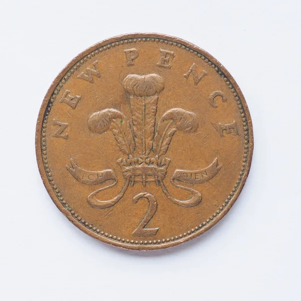 Британская монета 2 пенса — стоковое фото