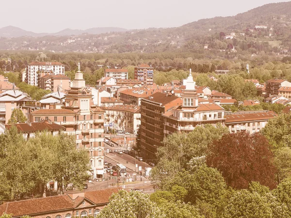 Retro anmutende Luftaufnahme von Turin — Stockfoto