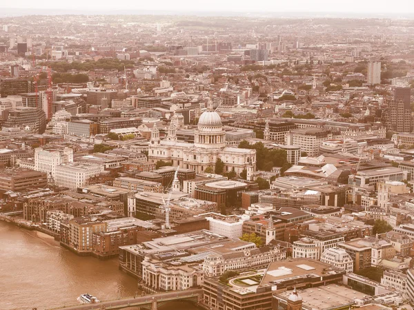 Retro looking Aerial view of London — Stock Photo, Image