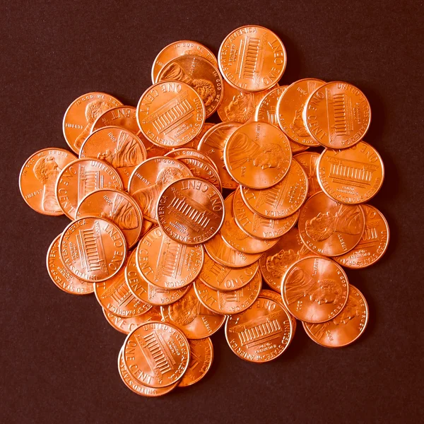 Retro-look dollar munten 1 cent tarwe cent cent — Stockfoto