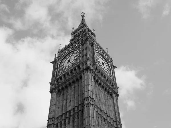 Černá a bílá Big Ben v Londýně — Stock fotografie