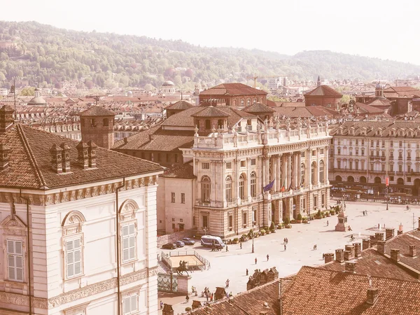 Retro looking Piazza Castello Turin — Stock Photo, Image