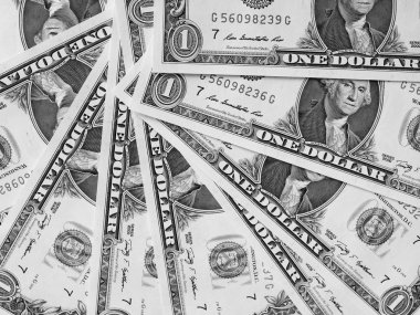 Siyah ve beyaz Doları 1 dolar notları