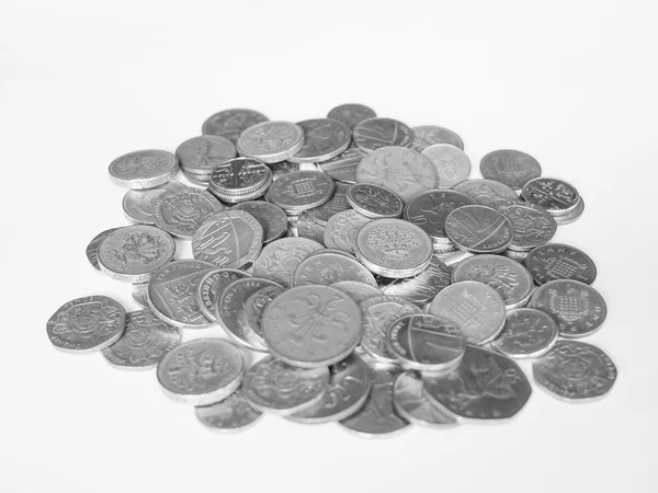 Black and white Pound coins — Stock Photo, Image