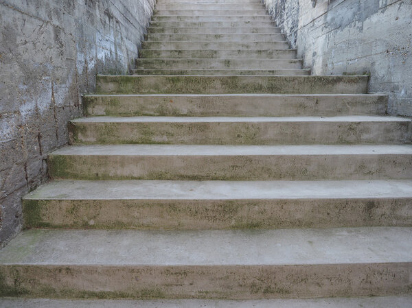 Detail of the steps of a concrete stairway
