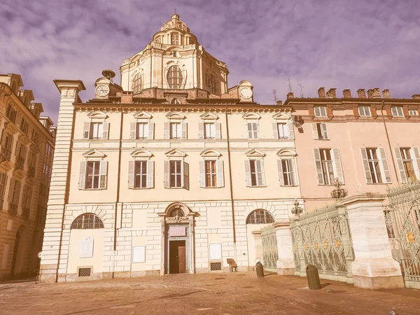 San Lorenzo Kilisesi Turin görünümlü retro — Stok fotoğraf