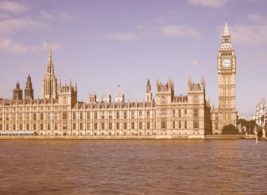 Retro looking Houses of Parliament in London clipart