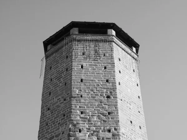 Blanco y negro Torre Ottagonale Chivasso — Foto de Stock