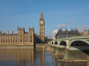 Westminster Bridge and Houses of Parliament in London clipart