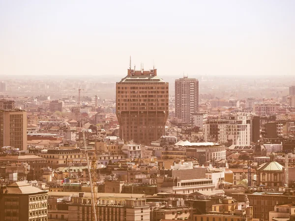 Retro vista aérea de Milão — Fotografia de Stock