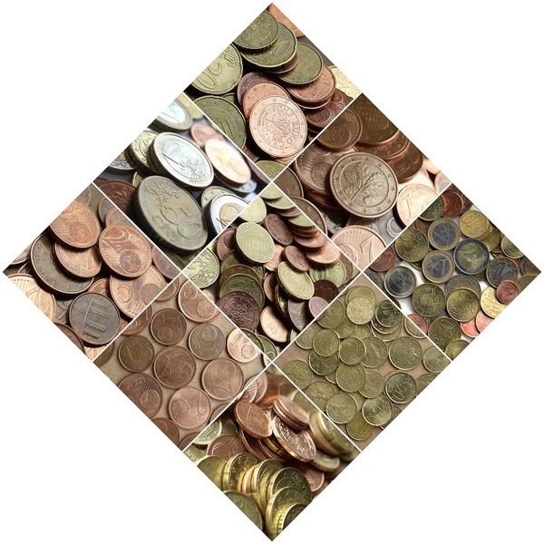 欧元硬币拼贴画 — 图库照片