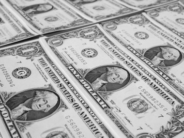 Siyah ve beyaz Doları 1 dolar notları