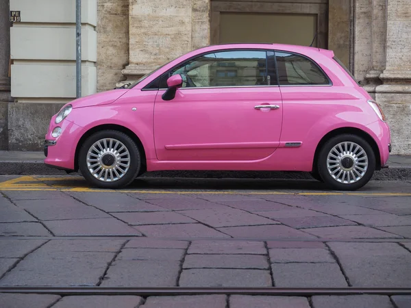 Pink Fiat 500 carro — Fotografia de Stock