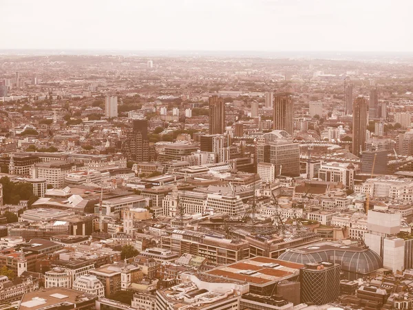 Retro looking Aerial view of London — Stock Photo, Image