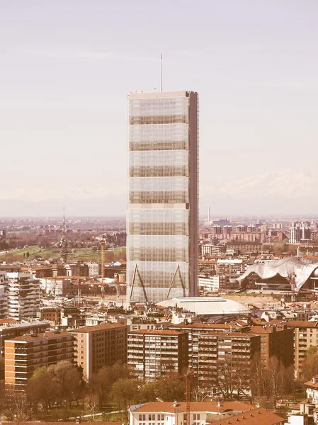 Retro looking Milan aerial view — Stock Photo, Image