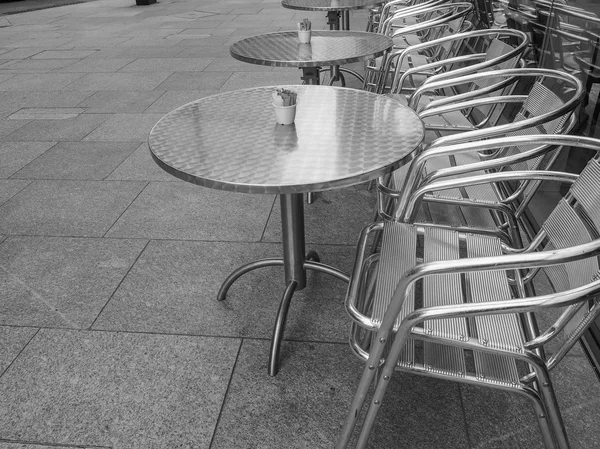 Black and white Tables and chairs — Stock Photo, Image