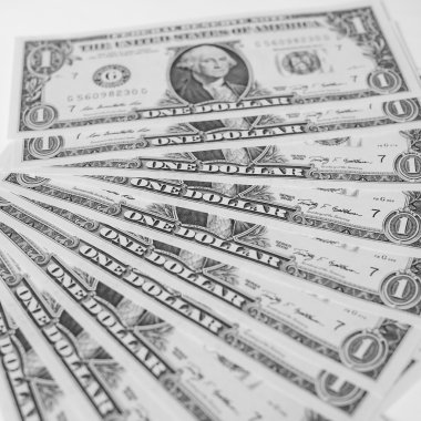 Siyah ve beyaz Doları 1 dolar notları
