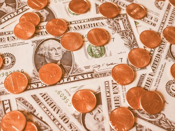 ドル硬貨と紙幣のヴィンテージ — ストック写真