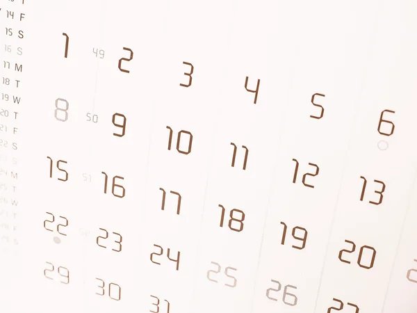 Pagina calendario vintage — Foto Stock