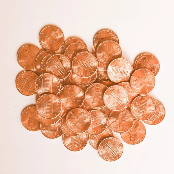 Dollar coins 1 cent vintage — Stock Photo, Image