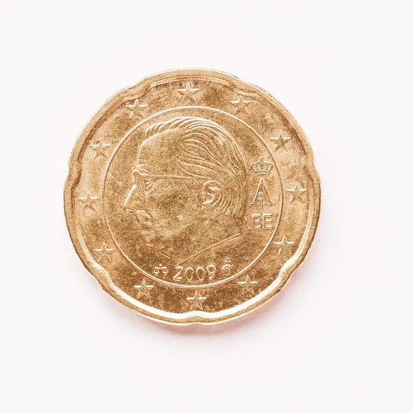 Belgian 20 cent coin vintage — Stock Photo, Image