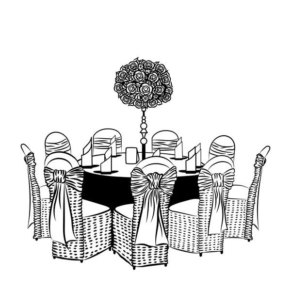 Table de banquet avec chaises — Image vectorielle