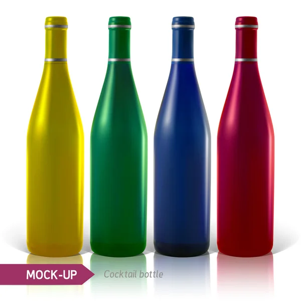 Set of bottles  wine or cocktail — Stock Vector