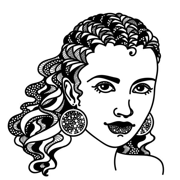 Zentangle stylisé fille — Image vectorielle