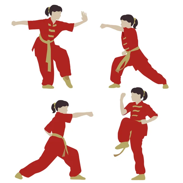 Wushu ragazza — Vettoriale Stock