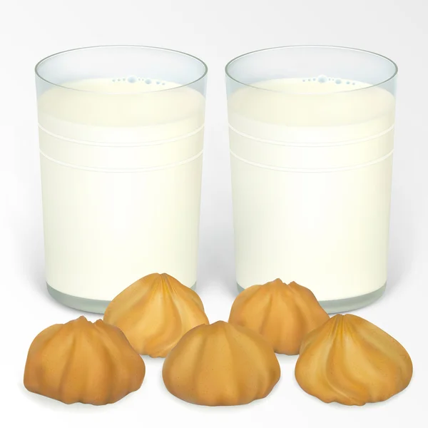 Melk en koekjes — Stockvector