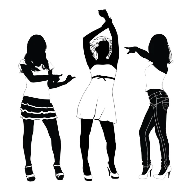 Silhouettes de filles de la mode — Image vectorielle