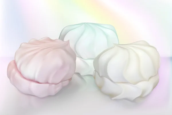 Färg realistiska marshmallow — Stock vektor