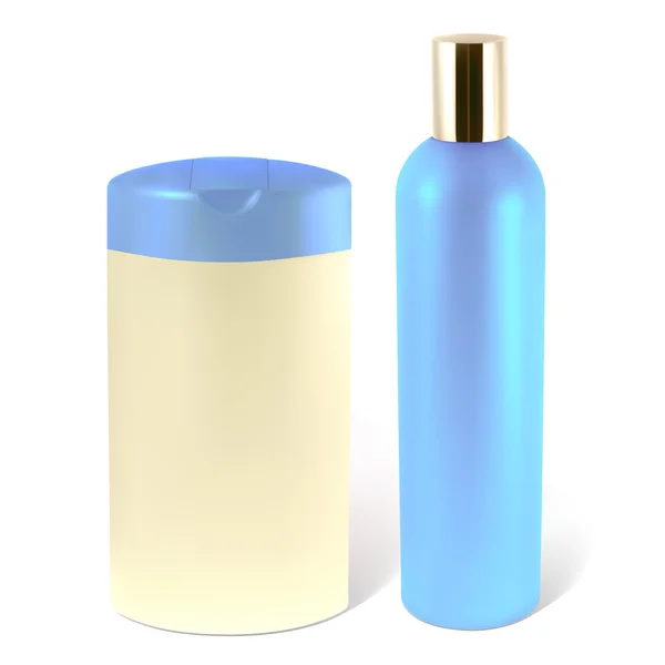 Bottles of shampoo or lotion. — Stock Vector