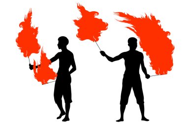 a man with fiery torches clipart