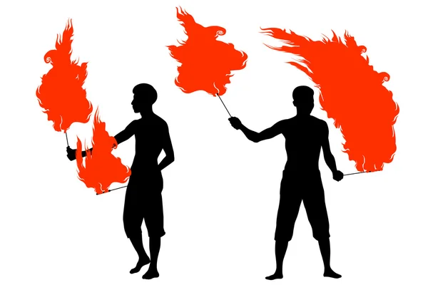 A man with fiery torches — Stock Vector