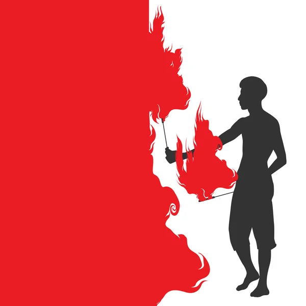 Человек с огненными факелами — стоковый вектор