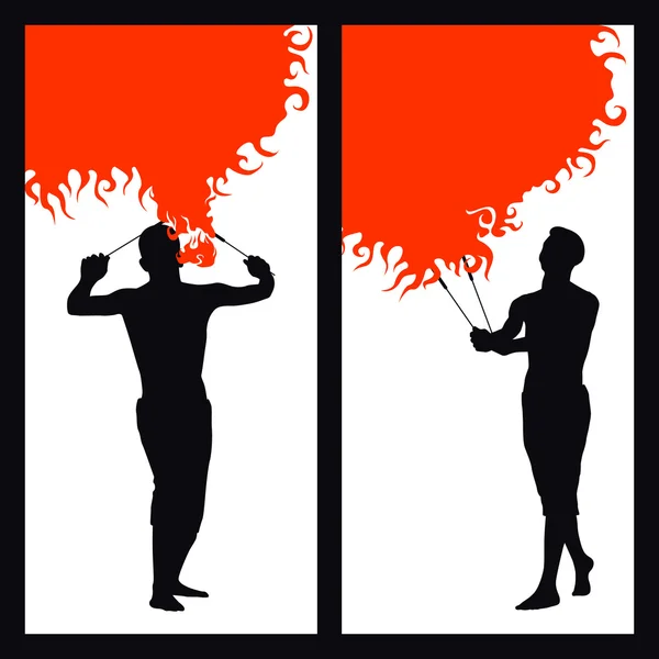 A man with fiery torches — Stock Vector