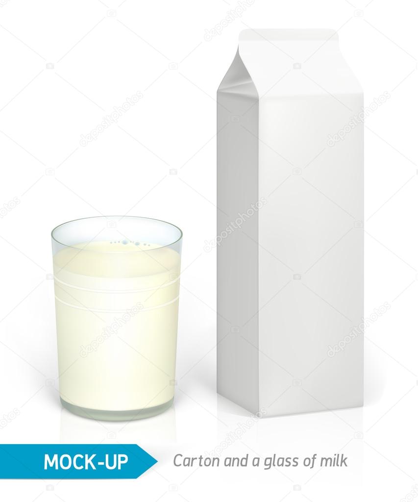 Mock-up milk carton and glass