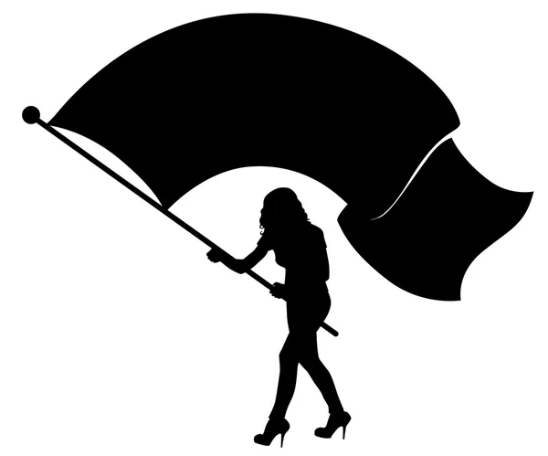 Fille avec un drapeau — Image vectorielle