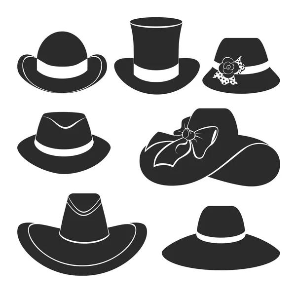 vektör siyah şapka Icons set 