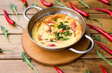 Kahvaltı. Kızarmış yumurta domates ile