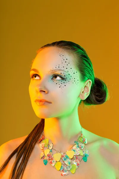 Portrait of woman with colorful  make-up — Stock Photo, Image