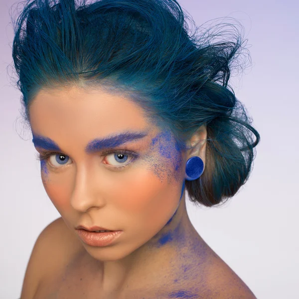 Schöne Mode Frau Farbe Gesicht Kunst — Stockfoto