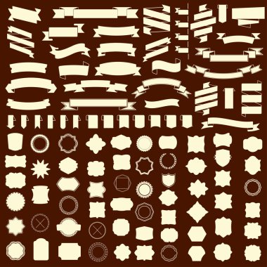 dizi şeritler ve çerçeve, rozet, etiket şablonlarından