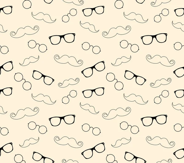 Cara de friki. Set estilo hipster de pajarita, gafas y bigotes. vector abstracto ilustración fondo. Mirada de hombre — Vector de stock