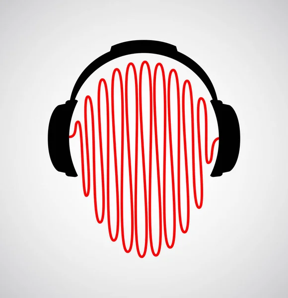 Icono de auriculares Dj con ondas de sonido Vector Plantilla plana — Vector de stock