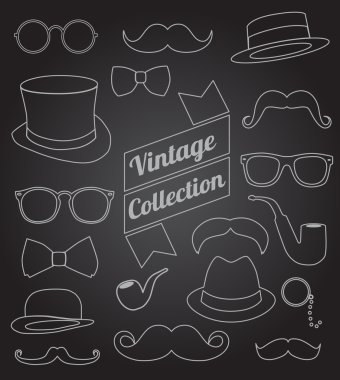 Koleksiyon vintage moda öğeleri kümesi. vektör çizim